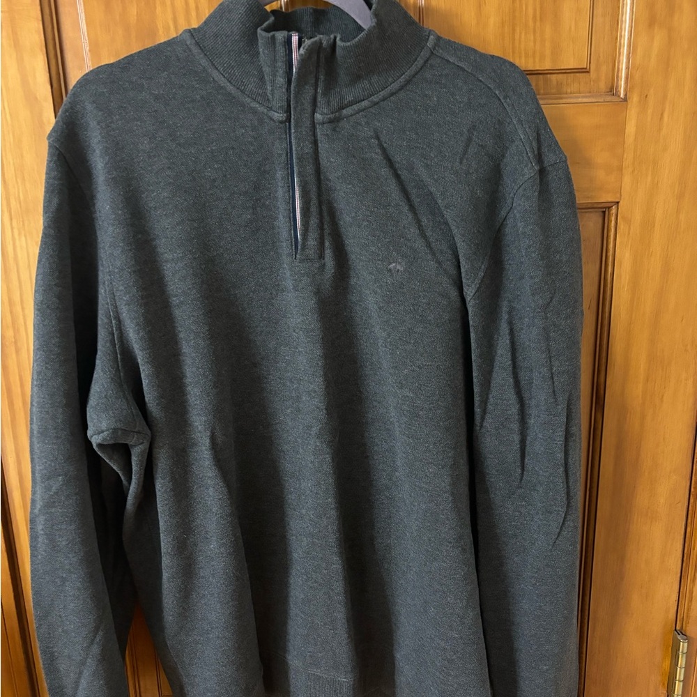 Brooks Brothers Gray quarter Zip  Sweater with Textured Fabric